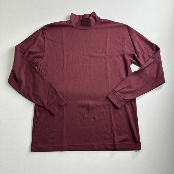 LL Bean Mock Neck Long Sleeve Sweatshirt Mens Medium Red 0KW38 Vintage‎ Y2K 90's - Picture 1 of 8